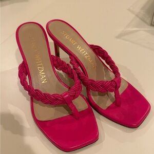 Stuart Weitzman Pink Braided Strap Sandals — worn once!